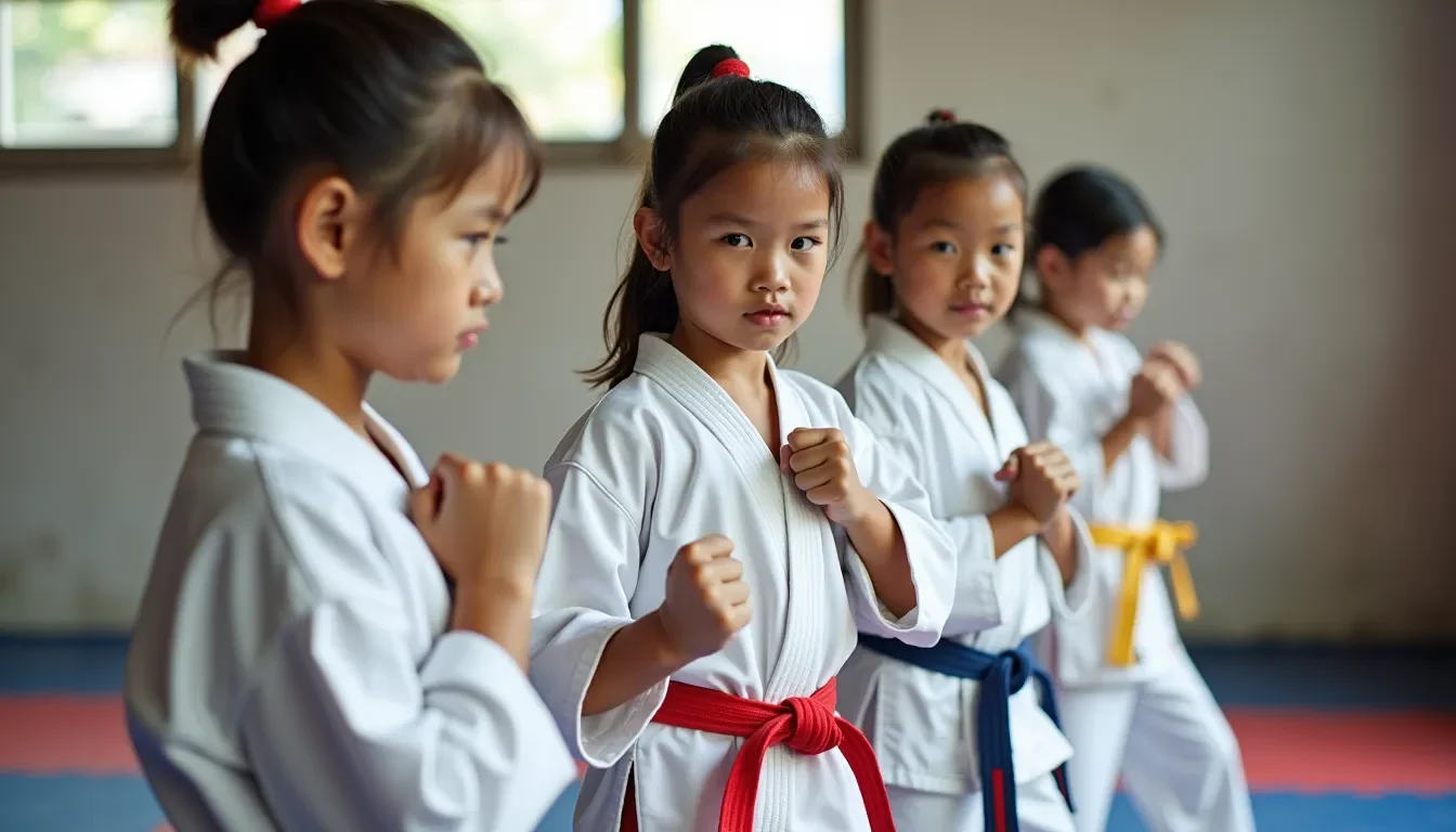 Clase de karate infantil en Japón